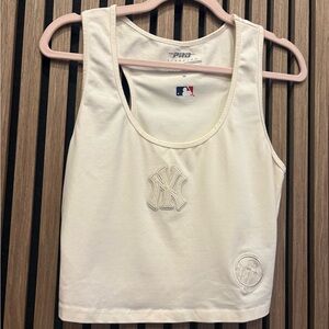 MLB Cream Sleeveless Top with Logo